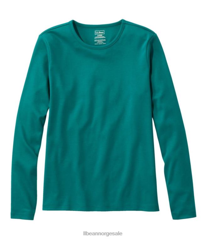 kvinner pima t-skjorte i bomull 24VDH2928 L.L.Bean klær varm blågrønn