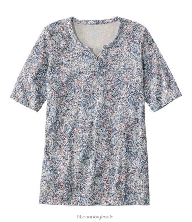 kvinner pima t-skjorte i bomull 24VDH3500 L.L.Bean klær havsalt paisley