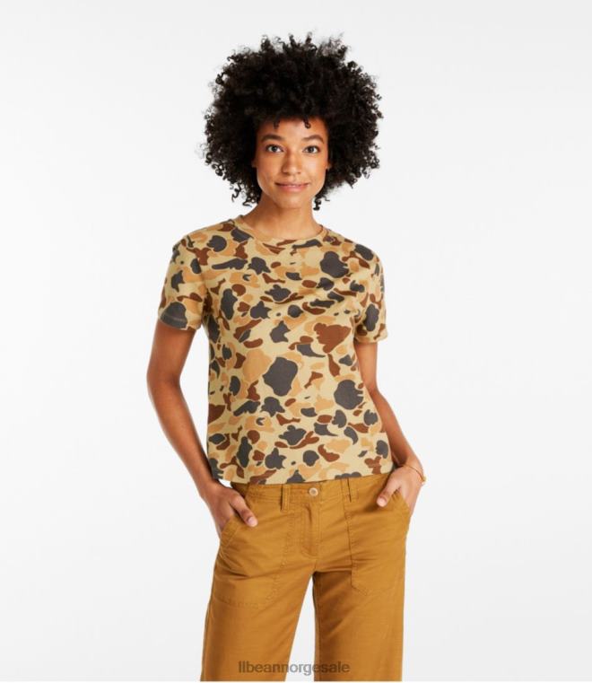 kvinner signatur rangeley bomull t-skjorte 24VDH6532 L.L.Bean klær blek oliven camo