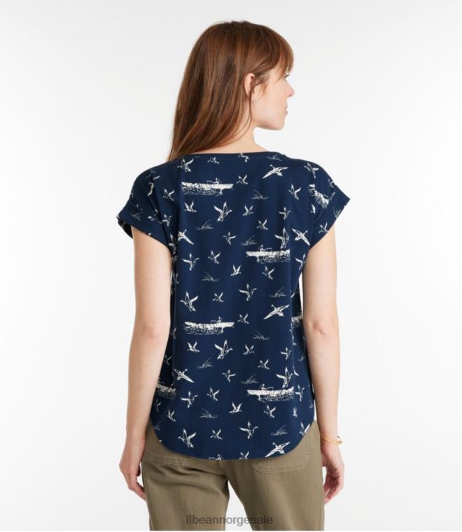 kvinner signatur rangeley bomull t-skjorte 24VDH6894 L.L.Bean klær seilduk stripe