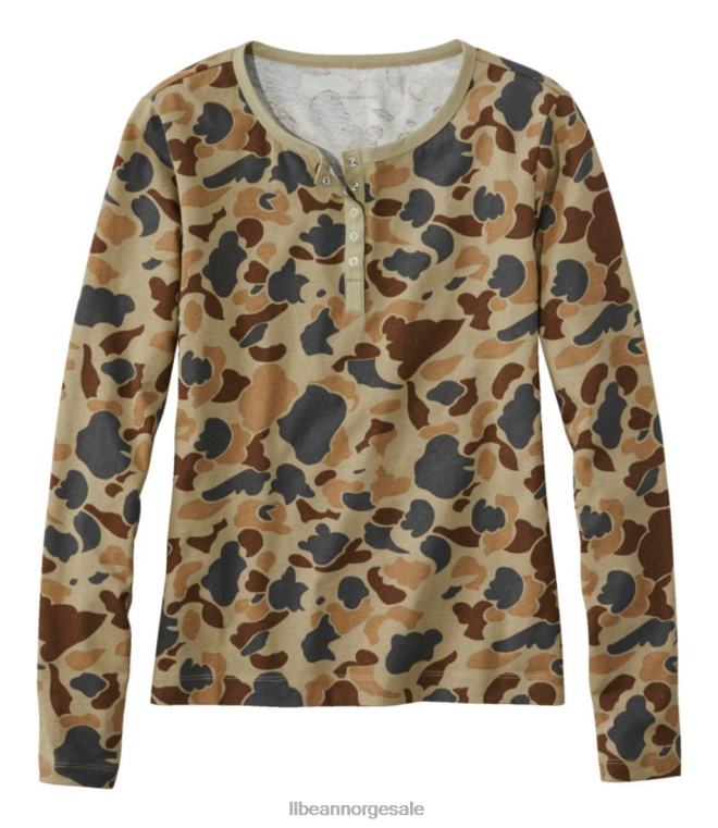 kvinner signatur rangeley bomull t-skjorte 24VDH7038 L.L.Bean klær blek oliven camo