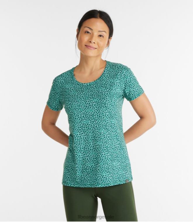 kvinner t-skjorte ved strømmen 24VDH230 L.L.Bean klær falmet geo-stripe i jade