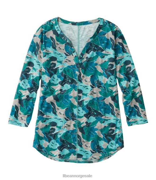 kvinner t-skjorte ved strømmen 24VDH5688 L.L.Bean klær dyp turkis camo