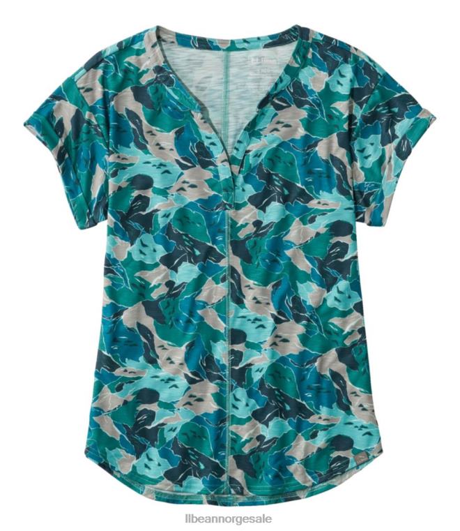 kvinner t-skjorte ved strømmen 24VDH6872 L.L.Bean klær dyp turkis camo