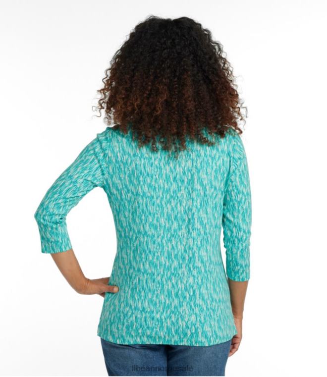 kvinner tee 24VDH78 L.L.Bean klær rose wash teksturert geo