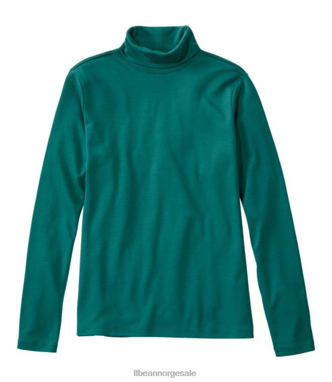 kvinner turtleneck i pima bomull 24VDH45 L.L.Bean klær varm blågrønn