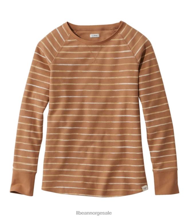 kvinner unshrinkable mini-vaffel t-skjorte 24VDH123 L.L.Bean klær honningbrun malerstripe
