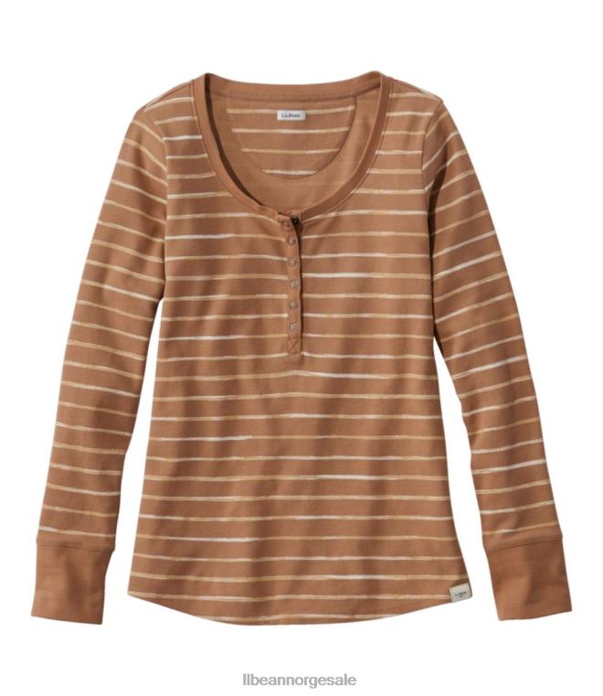 kvinner unshrinkable mini-vaffel t-skjorte 24VDH129 L.L.Bean klær honningbrun malerstripe