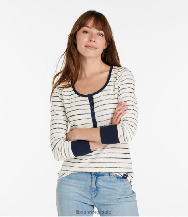 kvinner unshrinkable mini-vaffel t-skjorte 24VDH129 L.L.Bean klær honningbrun malerstripe