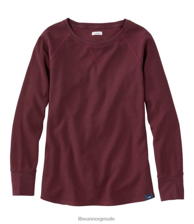 kvinner unshrinkable mini-vaffel t-skjorte 24VDH7014 L.L.Bean klær dyp vin