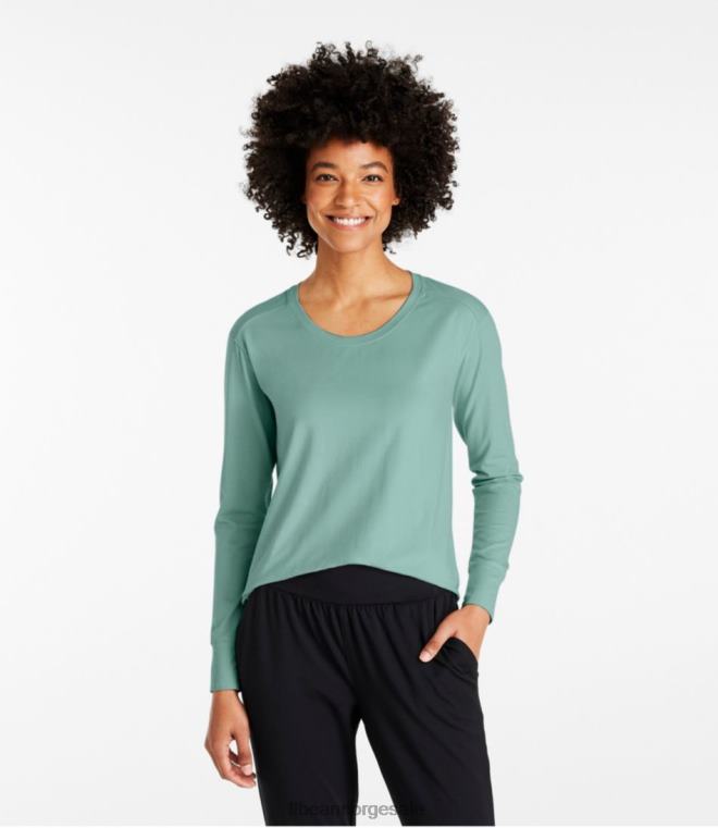 kvinner utover myk tee 24VDH260 L.L.Bean klær nautisk aqua