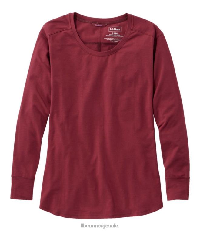 kvinner utover myk tee 24VDH6509 L.L.Bean klær rødvin