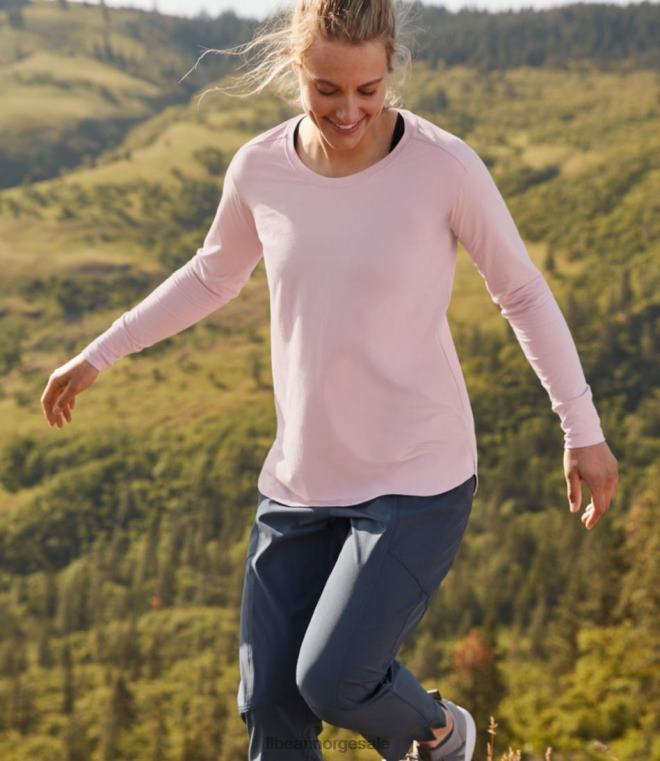 kvinner utover myk tee 24VDH6950 L.L.Bean klær lys grå lyng