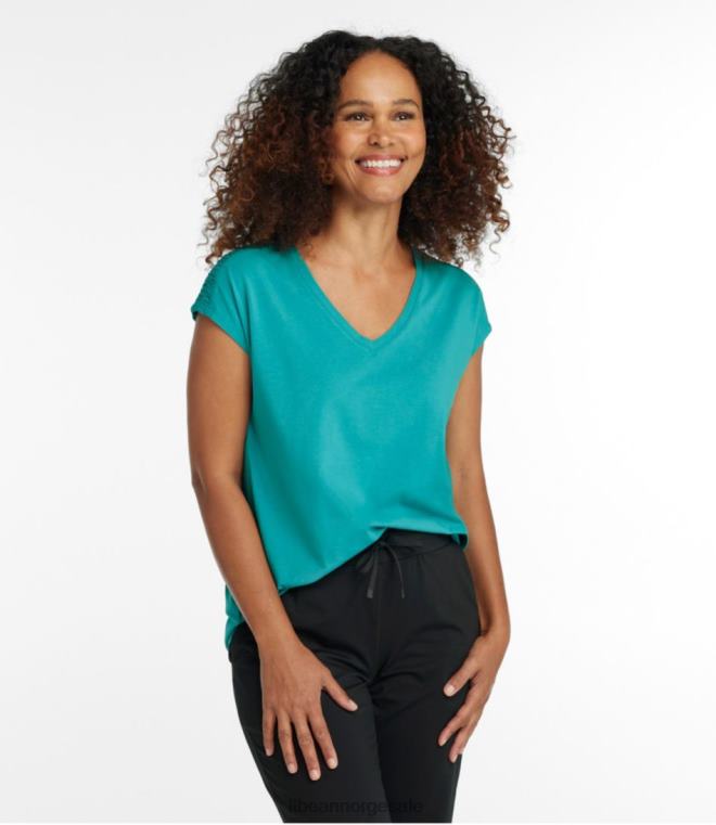 kvinner utover myk v-hals t-skjorte 24VDH6893 L.L.Bean klær lys lilla