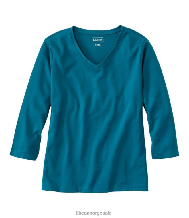 kvinner v-hals 24VDH6390 L.L.Bean klær dyp turkis