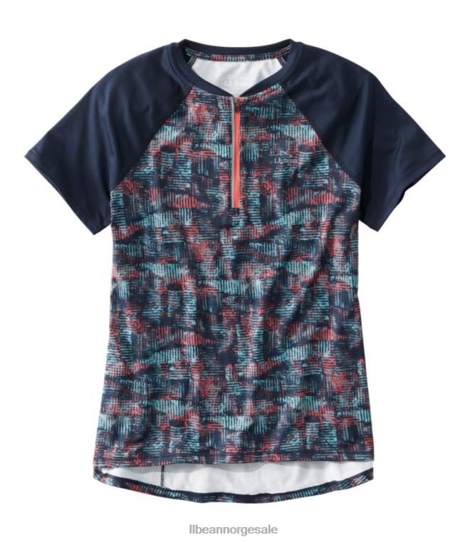 kvinner komfort sykkeltrøye print med kort ermet 24VDH1668 L.L.Bean klær klassisk marine geoprint/klassisk marine