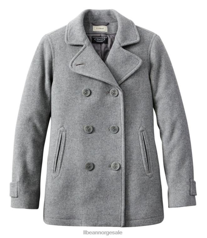 kvinner klassisk lammeull-peacoat 24VDH3651 L.L.Bean yttertøy lys grå lyng