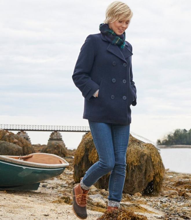 kvinner klassisk lammeull-peacoat 24VDH6065 L.L.Bean yttertøy hickorylyng