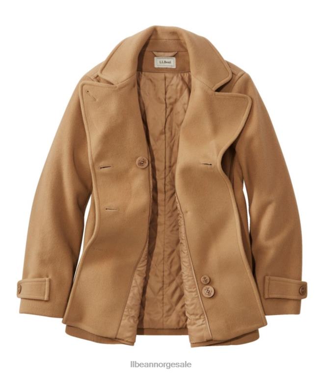 kvinner klassisk lammeull-peacoat 24VDH886 L.L.Bean yttertøy kamel