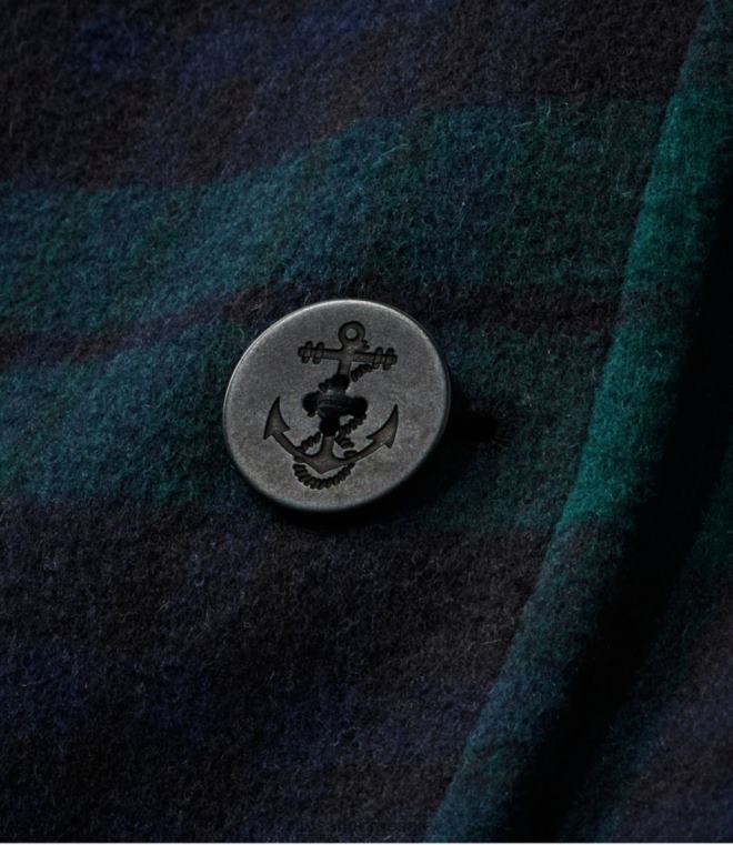 kvinner klassisk lammeull-peacoat 24VDH939 L.L.Bean yttertøy svart klokke tartan