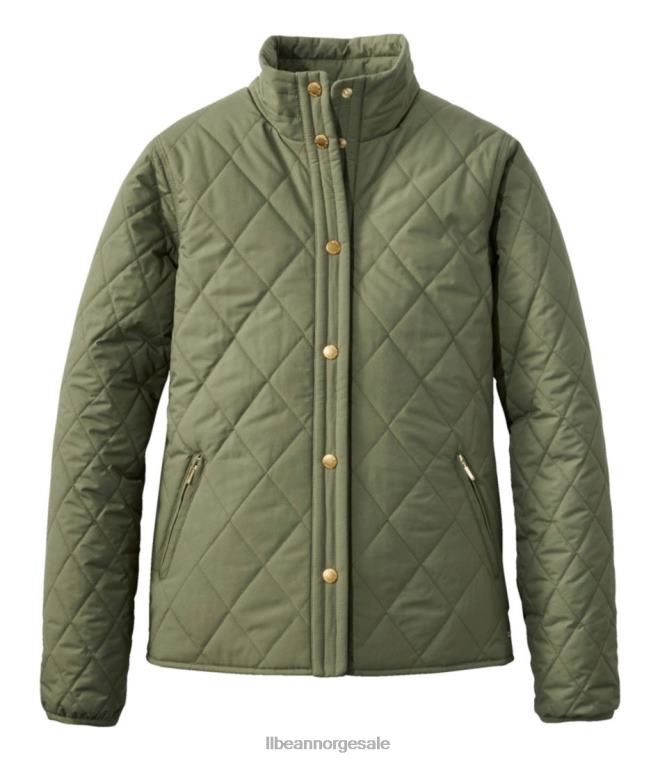 kvinner koselig vattert jakke 24VDH6033 L.L.Bean yttertøy dyp oliven