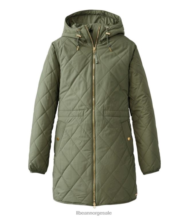 kvinner koselig vattert kåpe 24VDH6038 L.L.Bean yttertøy dyp oliven
