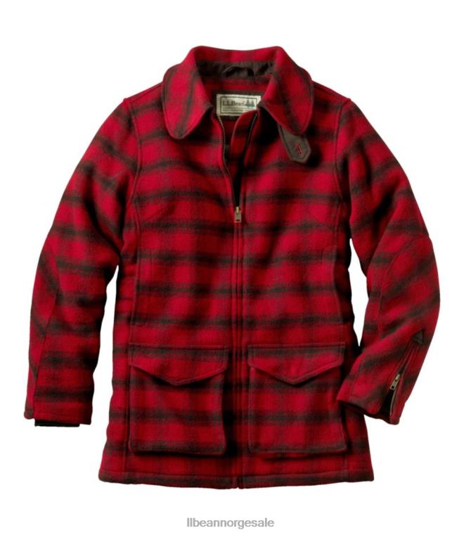 kvinner maine guide ullparkas 24VDH940 L.L.Bean yttertøy rød/svart pledd