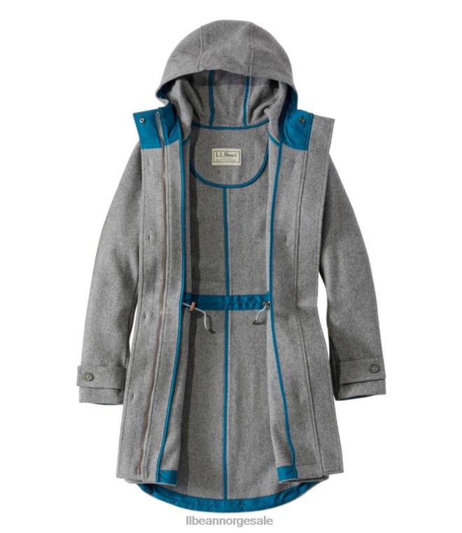 kvinner west end ullkåpe 24VDH3693 L.L.Bean yttertøy gråstein