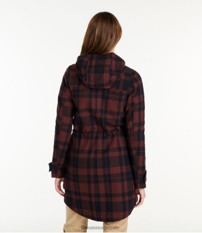 kvinner west end ullkåpe 24VDH933 L.L.Bean yttertøy canyon rust pledd