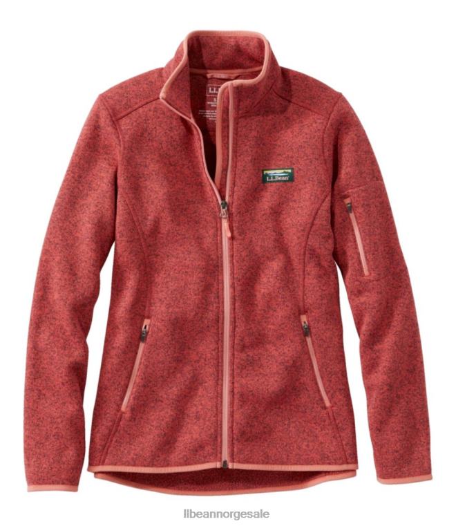 kvinner genser fleecejakke med full glidelås 24VDH7216 L.L.Bean yttertøy dyp korall