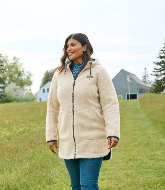 kvinner mountain pile fleece frakk 24VDH833 L.L.Bean yttertøy svart kaffe