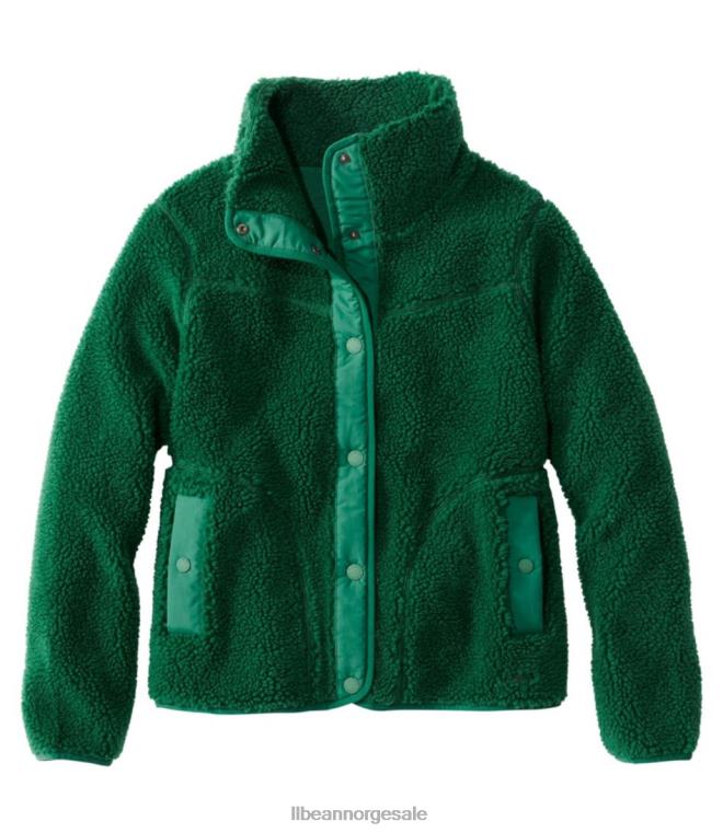 kvinner sherpa fleecejakke 24VDH3593 L.L.Bean yttertøy smaragdgran