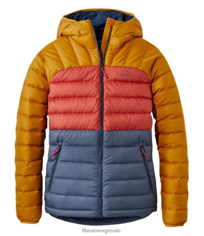 kvinner dunjakke med hette 24VDH3623 L.L.Bean yttertøy nautisk marine/lys bronse