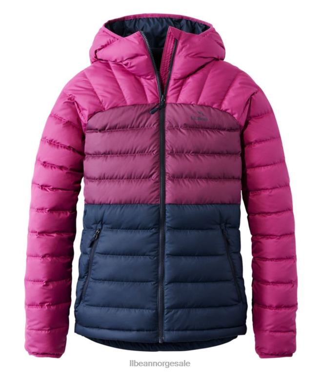 kvinner dunjakke med hette 24VDH5093 L.L.Bean yttertøy nautisk marine/sukkerplomme