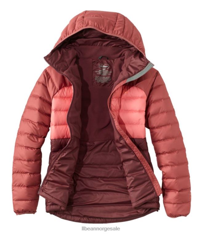 kvinner dunjakke med hette 24VDH5093 L.L.Bean yttertøy nautisk marine/sukkerplomme