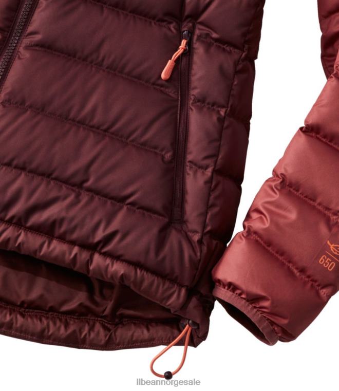 kvinner dunjakke med hette 24VDH5093 L.L.Bean yttertøy nautisk marine/sukkerplomme