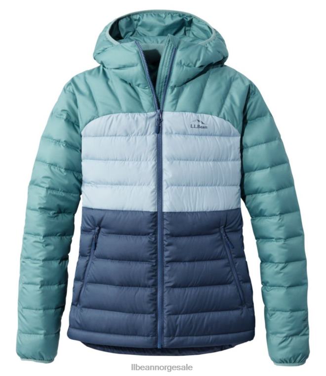 kvinner dunjakke med hette 24VDH6046 L.L.Bean yttertøy vintage indigo/mineralblå