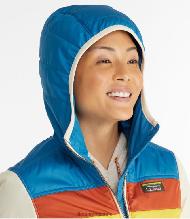 kvinner fjell klassisk puffer hettejakke 24VDH3628 L.L.Bean yttertøy marinblått/naturlig