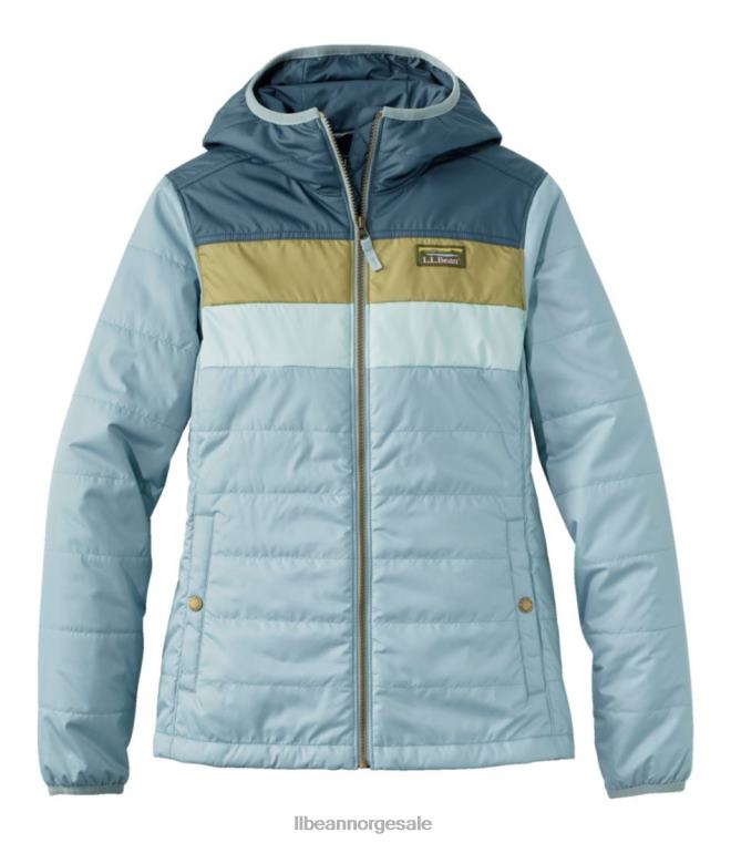 kvinner fjell klassisk puffer hettejakke 24VDH6051 L.L.Bean yttertøy stormblå/stålblå