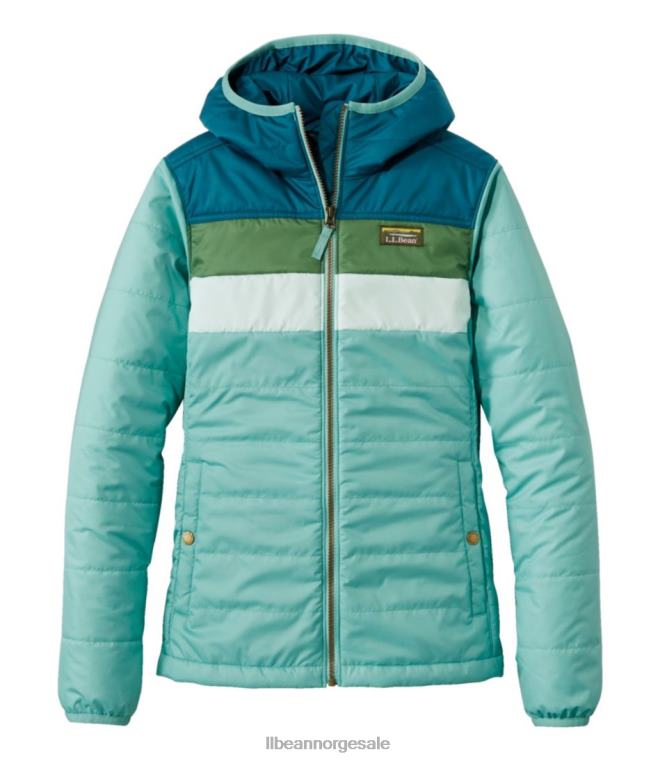 kvinner fjell klassisk puffer hettejakke 24VDH6679 L.L.Bean yttertøy dyp turkis/havblågrønn