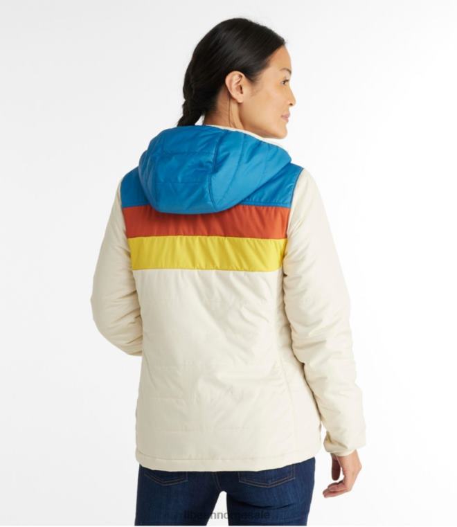 kvinner fjell klassisk puffer hettejakke 24VDH862 L.L.Bean yttertøy taupebrun/grå bjørk