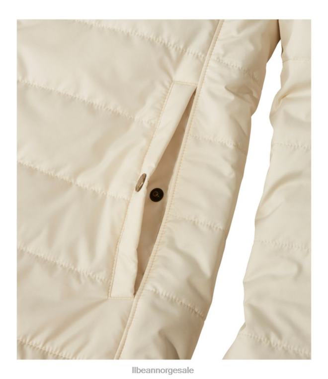 kvinner fjell klassisk puffer hettejakke 24VDH862 L.L.Bean yttertøy taupebrun/grå bjørk