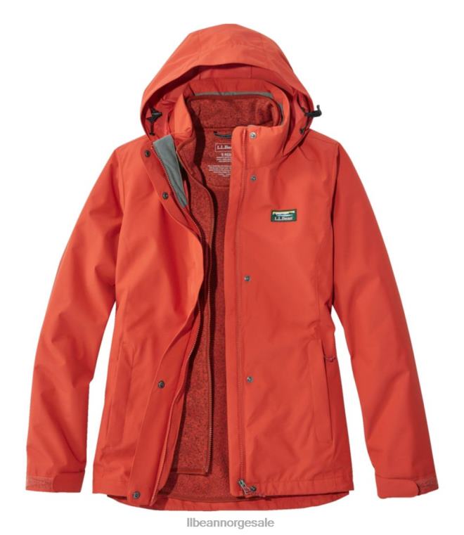 kvinner genser fleece 3-i-1 jakke 24VDH840 L.L.Bean yttertøy rustoransje/mørk russet