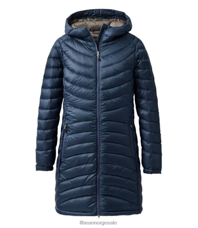 kvinner ultralett 850 dun hettefrakk 24VDH863 L.L.Bean yttertøy mariner blå