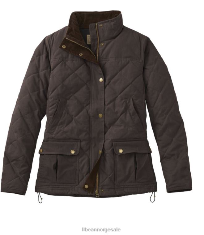 kvinner upcountry dunjakke i vokset bomull 24VDH3664 L.L.Bean yttertøy Kaffe bønne