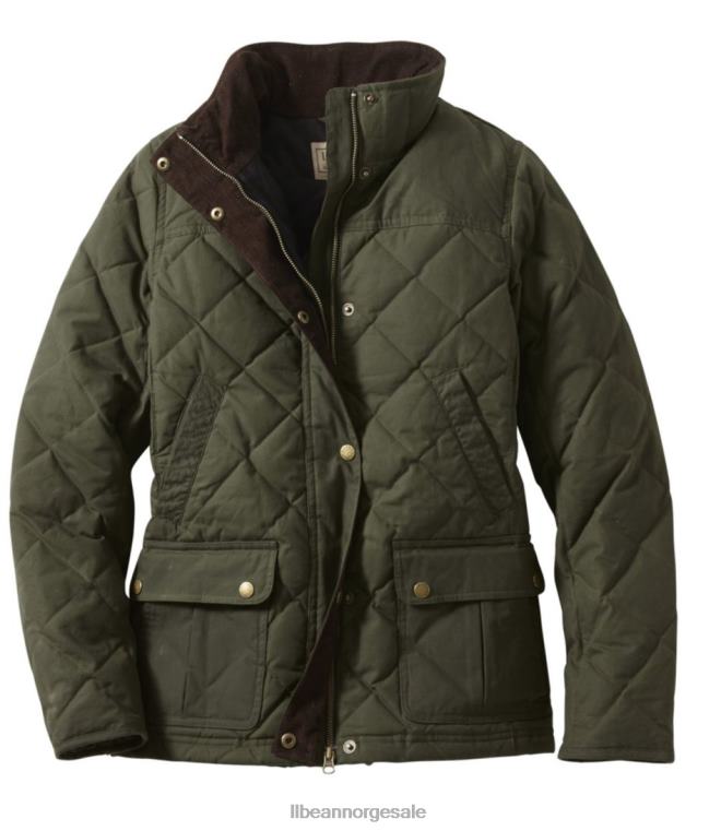kvinner upcountry dunjakke i vokset bomull 24VDH895 L.L.Bean yttertøy loden