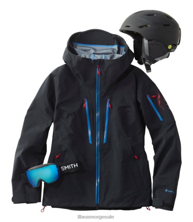 kvinner gore-tex pro patrollerjakke 24VDH3674 L.L.Bean yttertøy midnatt svart