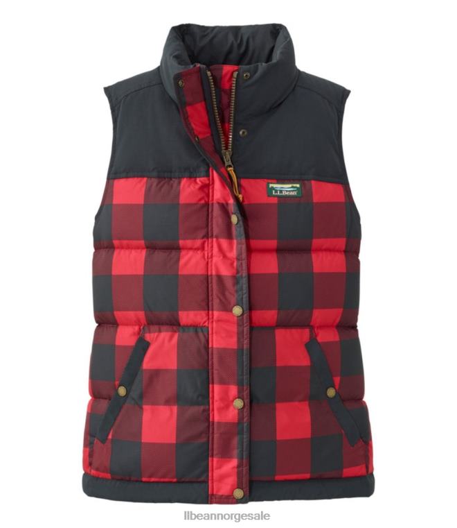 kvinner fjell klassisk dunvest 24VDH931 L.L.Bean yttertøy rik rød bøffelpledd