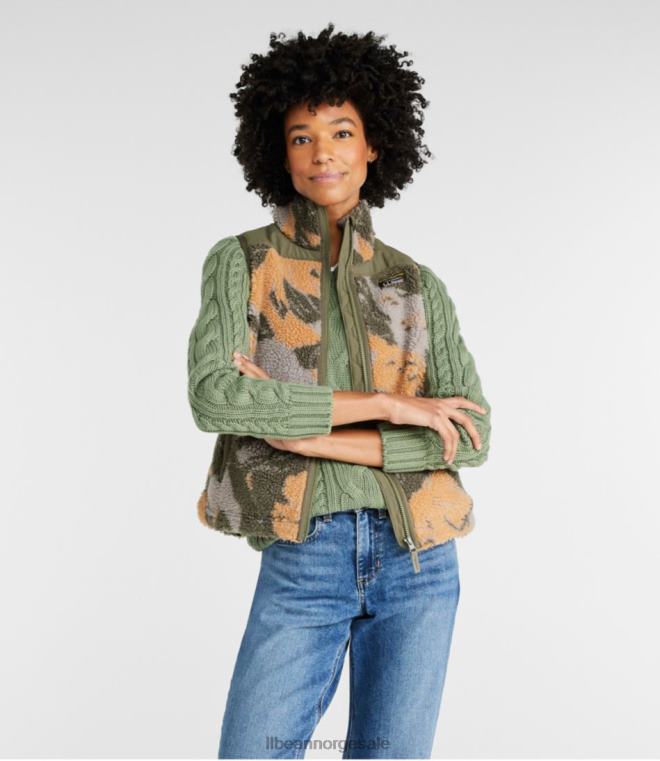 kvinner sherpa fleecevest 24VDH929 L.L.Bean yttertøy woodsmoke camo