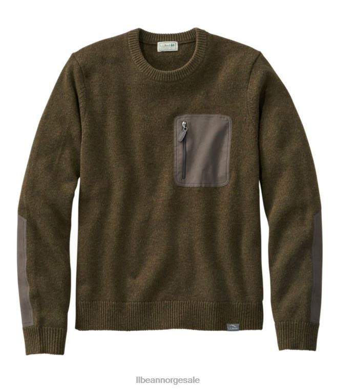 menn maine guide merino genser 24VDH1242 L.L.Bean utendørs utstyr vintage oliven